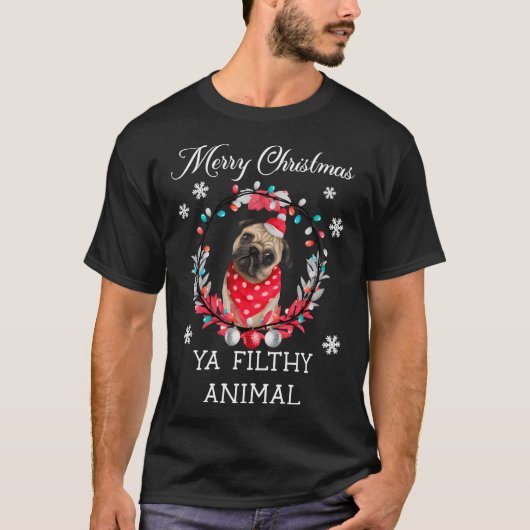 Prettig kerstfeest, smerig beest- Grappig kerstfee T-shirt (Voorkant)