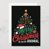 Prettig kerstfeest, smerig beest, grappig kerstgez feestdagenkaart (Voorkant / Achterkant)