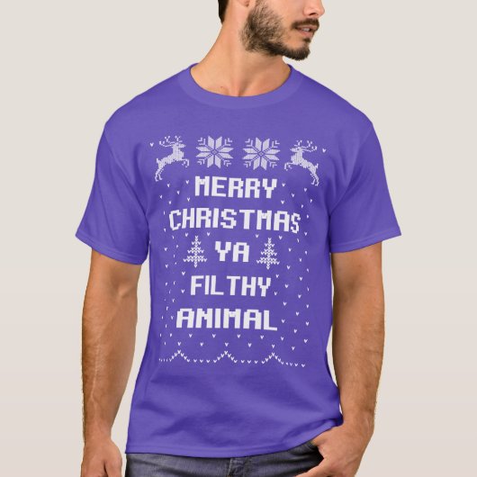 Prettig kerstfeest smerig dier vintage t-shirt (Voorkant)