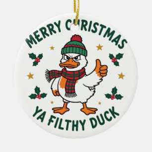 Prettig kerstfeest, smerige eend Funny Christmas T Keramisch Ornament