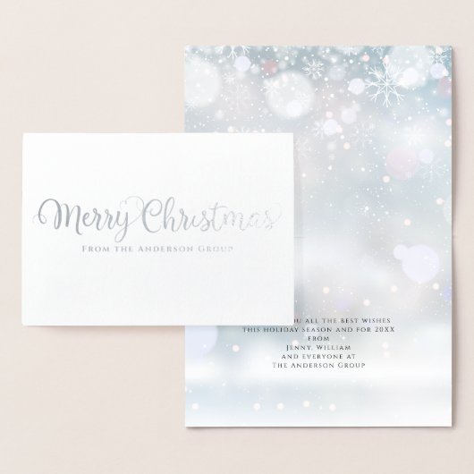 Prettig Kerstfeest Sneeuw Bedrijfs Kerst Zilver Folie Kaarten (Display)