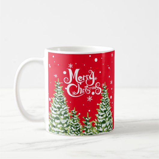 Prettig kerstfeest Sneeuw Bomen Kerst Mok (Links)