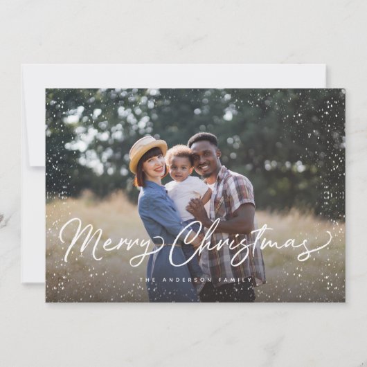 Prettig kerstfeest Sneeuw Foto Feestdagenkaart (Voorkant)