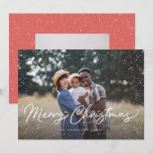 Prettig kerstfeest Sneeuw Foto Feestdagenkaart (Voorkant / Achterkant)