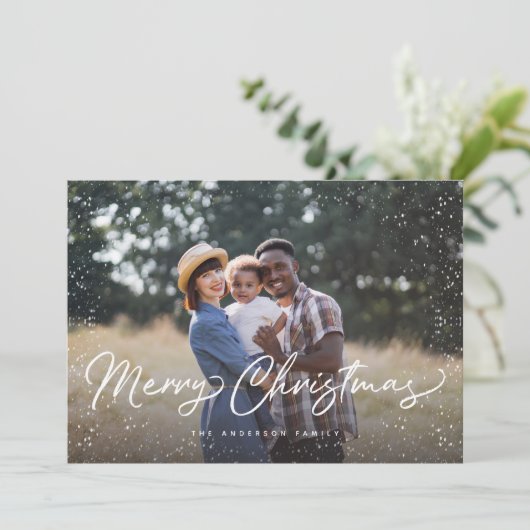 Prettig kerstfeest Sneeuw Foto Feestdagenkaart (Staand voorkant)