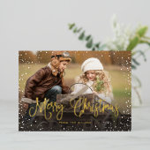Prettig kerstfeest sneeuw foto folie kerstkaart folie feestdagenkaart (Staand Voorkant)