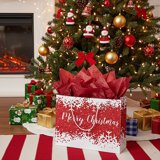 Prettig kerstfeest sneeuw groot cadeauzakje