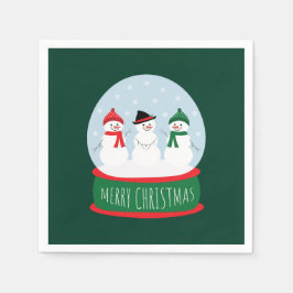 Prettig kerstfeest Sneeuwbol Sneeuwmannen Servet