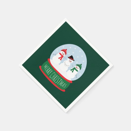 Prettig kerstfeest Sneeuwbol Sneeuwmannen Servet (Hoek)