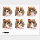 Prettig kerstfeest Sneeuwige Cavalier King Charles Vierkante Sticker (Vel)