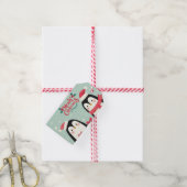 Prettig kerstfeest sneeuwige pinguïns cadeaulabel (Met Touw)