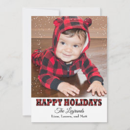 Prettig Kerstfeest Sneeuwkaart | Buffalo Plaid Feestdagenkaart