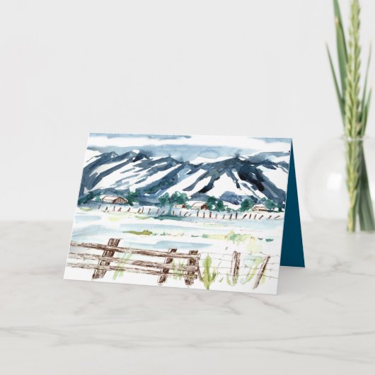 Prettig kerstfeest Sneeuwlandschap Bergen Kaart (Voorkant)