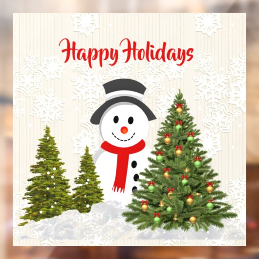 Prettig Kerstfeest Sneeuwman 20x20 Kerstmis  Raamsticker (Vel 2)