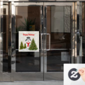 Prettig Kerstfeest Sneeuwman 20x20 Kerstmis  Raamsticker (Kantoordeur)