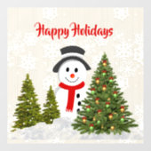 Prettig Kerstfeest Sneeuwman 20x20 Kerstmis  Raamsticker (Vel)