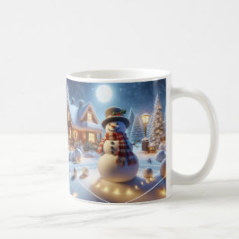 Prettig kerstfeest Sneeuwman Besneeuwde Boom Kerst Koffiemok