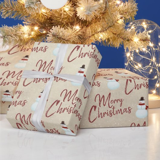 Prettig kerstfeest Sneeuwman Cadeaupapier (Feestdagen)