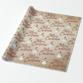 Prettig kerstfeest Sneeuwman Cadeaupapier (Uitgerold)