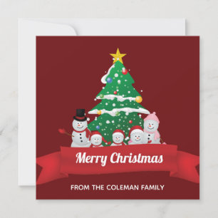 Prettig kerstfeest Sneeuwman Familie Cute Custom Feestdagenkaart