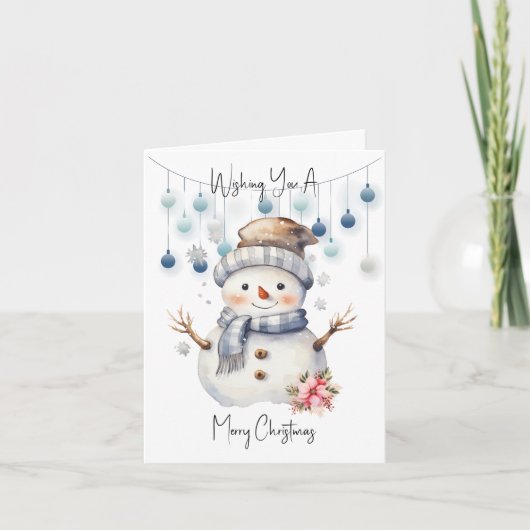 Prettig kerstfeest sneeuwman feestdagen kaart (Voorkant)
