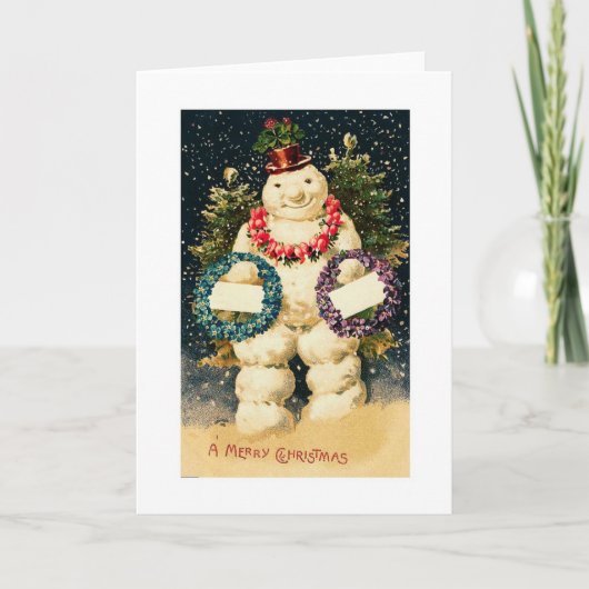 Prettig kerstfeest -sneeuwman feestdagen kaart (Voorkant)