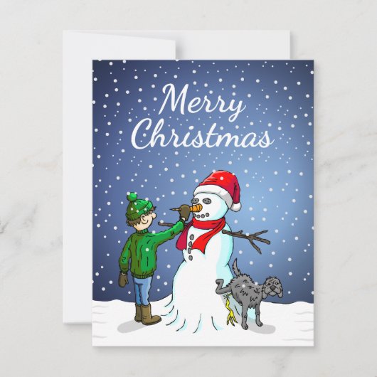 Prettig kerstfeest sneeuwman feestdagenkaart (Voorkant)