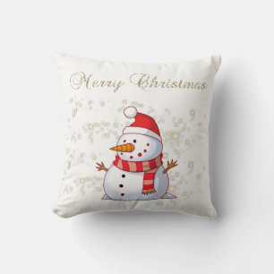 Prettig Kerstfeest,Sneeuwman,Glimp,Sneeuwwit Kussen