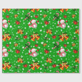 Prettig kerstfeest Sneeuwman Kerstbellen Ster Groe Cadeaupapier (Vlak)