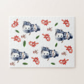 Prettig kerstfeest Sneeuwman Kerststok Rendier Legpuzzel (Horizontaal)