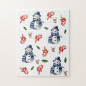 Prettig kerstfeest Sneeuwman Kerststok Rendier Legpuzzel (Verticaal)