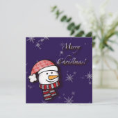 Prettig kerstfeest, sneeuwman met gebreide kleren (Staand voorkant)