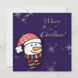 Prettig kerstfeest, sneeuwman met gebreide kleren