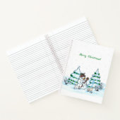 Prettig kerstfeest! Sneeuwman met Kat en Puppy Notitieboek (Binnen)
