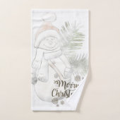 Prettig kerstfeest, Sneeuwman met kerstmuts Bad Handdoek (Handdoek)