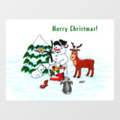 Prettig kerstfeest! Sneeuwman met vrienden Raamsticker (Vel)