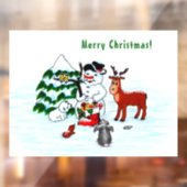 Prettig kerstfeest! Sneeuwman met vrienden Raamsticker (Vel 2)