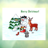 Prettig kerstfeest! Sneeuwman met vrienden Raamsticker (Vel 3)
