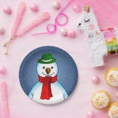 Prettig kerstfeest Sneeuwman Papieren Bordje (Feest)
