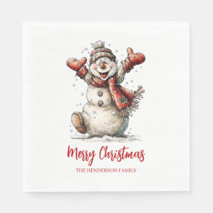 Prettig kerstfeest Sneeuwman  Servet