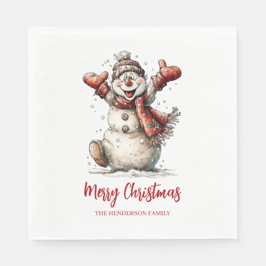 Prettig kerstfeest Sneeuwman Servet (Voorkant)