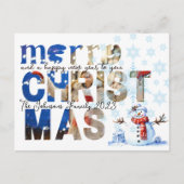 Prettig kerstfeest Sneeuwman Sneeuwvlok Winter Feestdagenkaart (Voorkant)