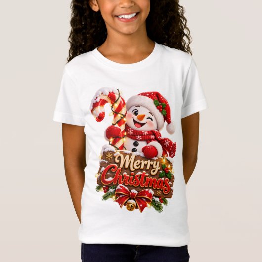 Prettig kerstfeest Sneeuwman T-shirt (Voorkant)