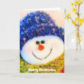 Prettig kerstfeest Sneeuwman Vakantie Kaart (Gele Bloem)