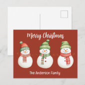 Prettig kerstfeest sneeuwmannen briefkaart (Voorkant / Achterkant)