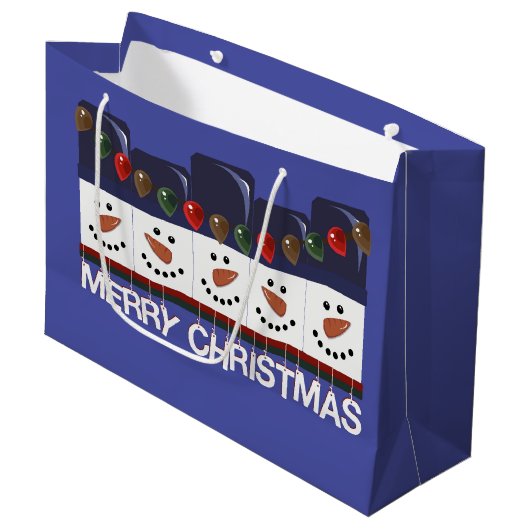 Prettig kerstfeest Sneeuwmannen Groot Cadeauzakje (Voorkant Gekanteld)