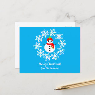 Prettig kerstfeest Sneeuwpop Ansichtkaart Briefkaart