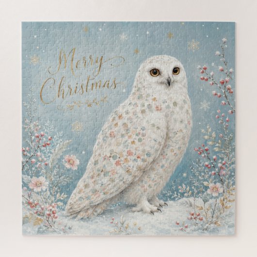 Prettig kerstfeest Sneeuwuil Winter Wonderland Legpuzzel (Verticaal)