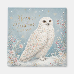 Prettig kerstfeest Sneeuwuil Winter Wonderland Magneet