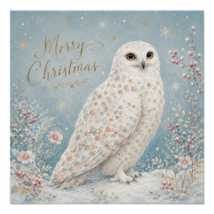 Prettig kerstfeest Sneeuwuil Winter Wonderland Perfect Poster